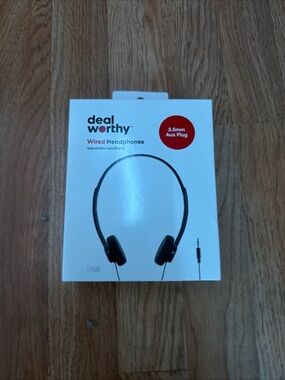 deal worthy Wired Headphones 3.5mm Jack Adjustable Headband Black Brand New